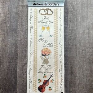 💞 New Bride & Groom Wedding Scrapbook Craft Sticker & Border Pack
